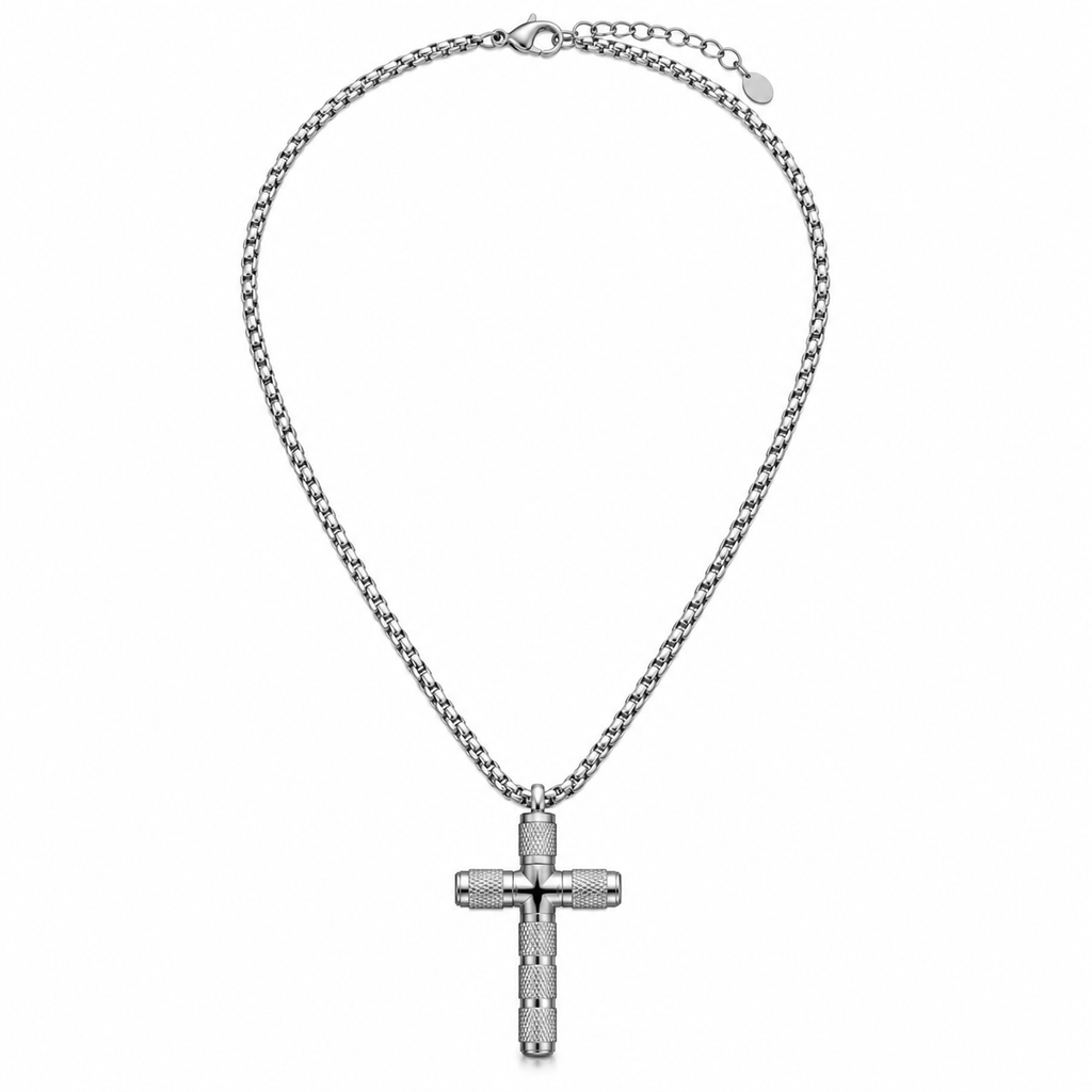 Collana da uomo con croce zingrinata in acciaio inox
