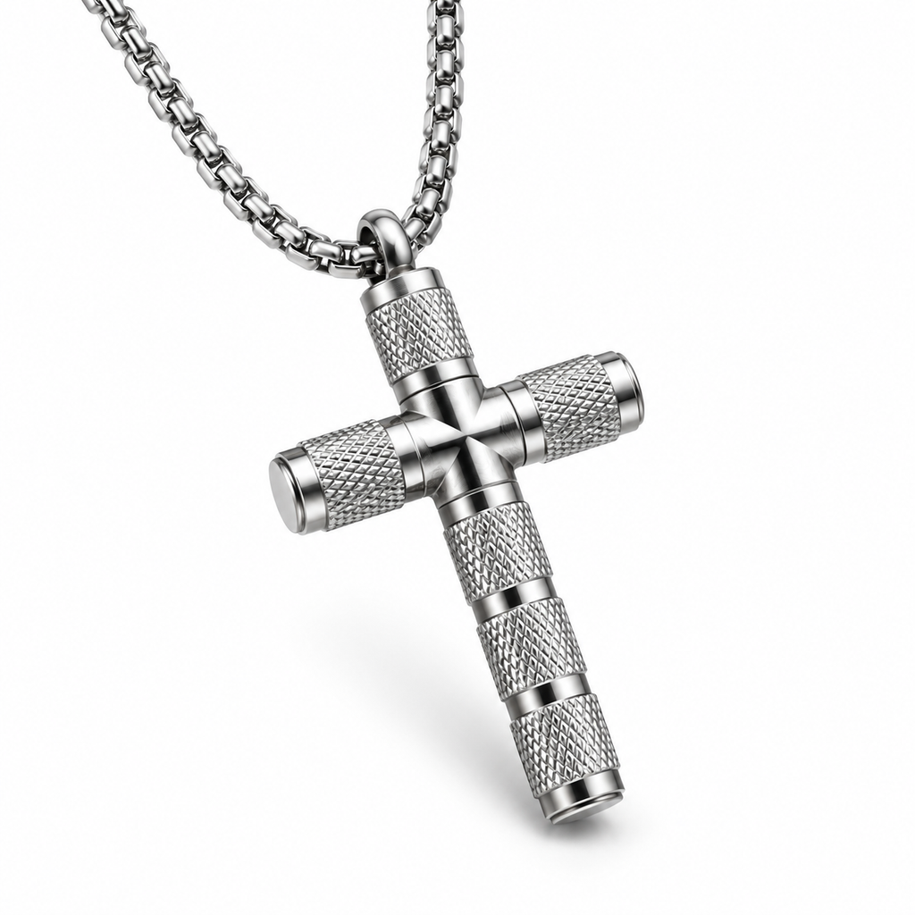 Collana da uomo con croce zingrinata in acciaio inox