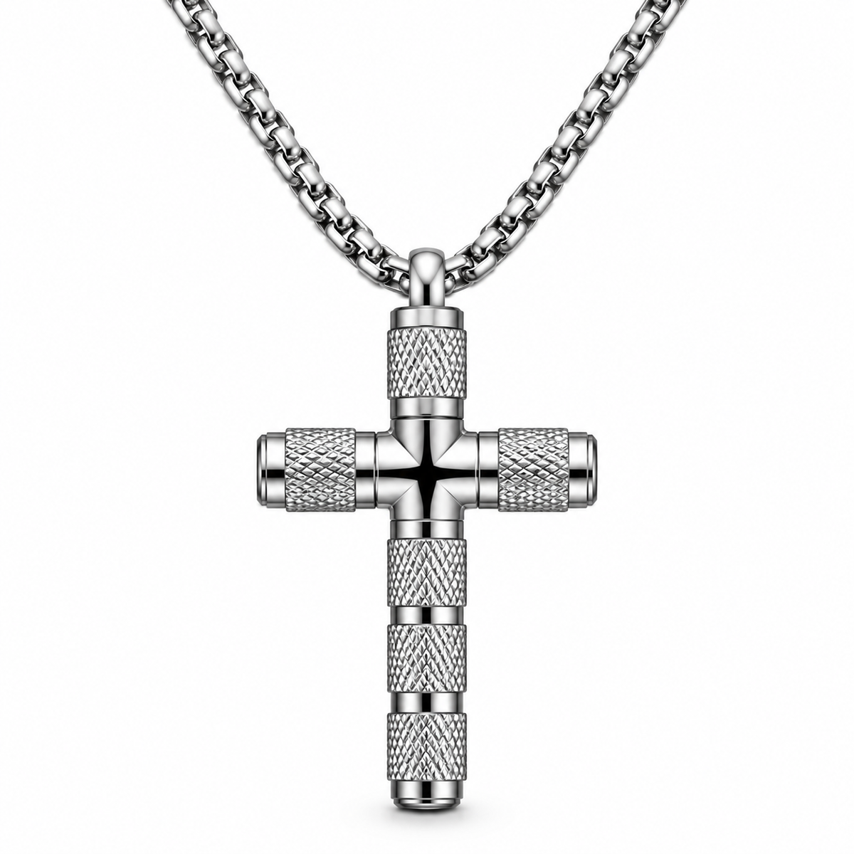 Collana da uomo con croce zingrinata in acciaio inox