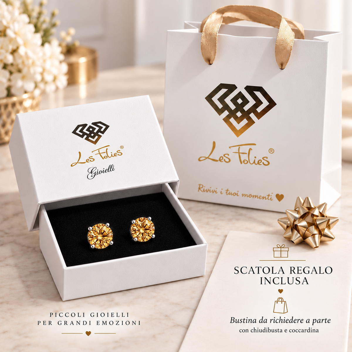 Coppia di orecchini punti luce Oro in acciaio inox in 6 misure Les Folies