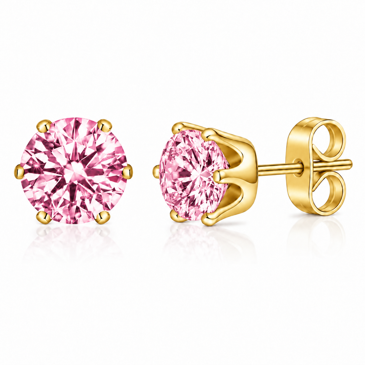 Coppia di orecchini punti luce Rosa in acciaio inox placcato oro in 6 misure Les Folies