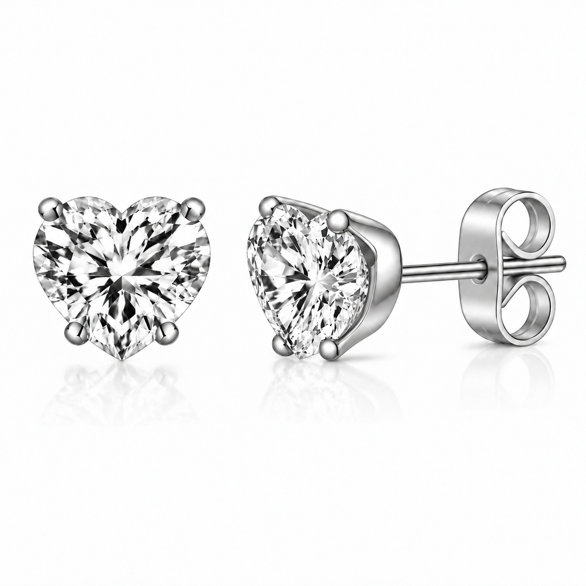 Coppia di orecchini punti luce Cuore Crystal in acciaio inox in 6 misure Les Folies