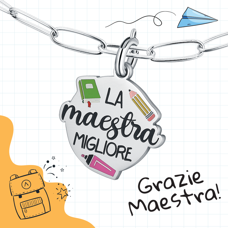 Portachiavi Matita Maestra in acciaio inox - Brand Gioielli