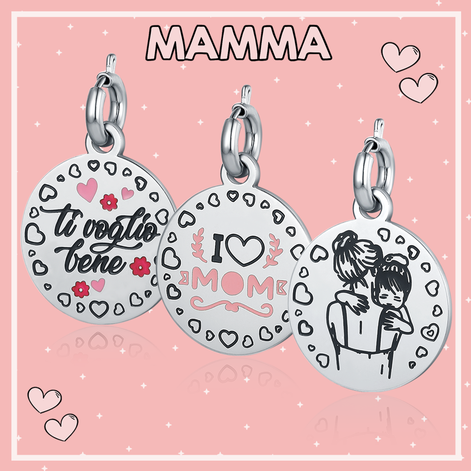 Collana Cuore Mamma Ti Voglio Bene in acciaio inox Mamma - Brand Gioielli
