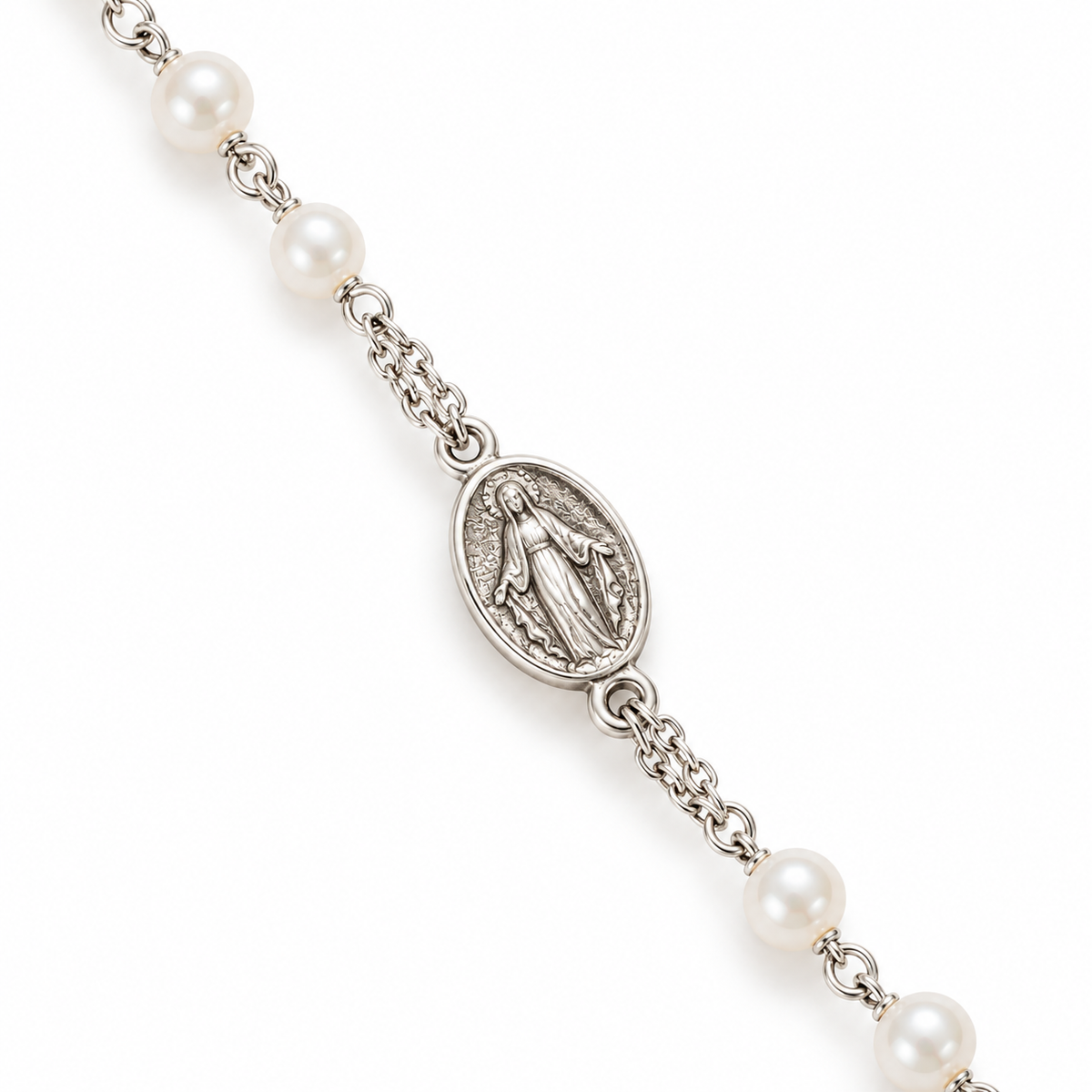 Collana Rosario Sfere di Perla da 3mm in Argento 925 rodiato