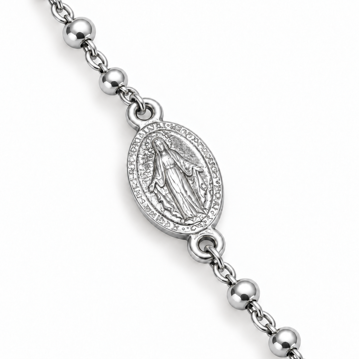 Collana Rosario Sfere da 3mm in Argento 925 rodiato