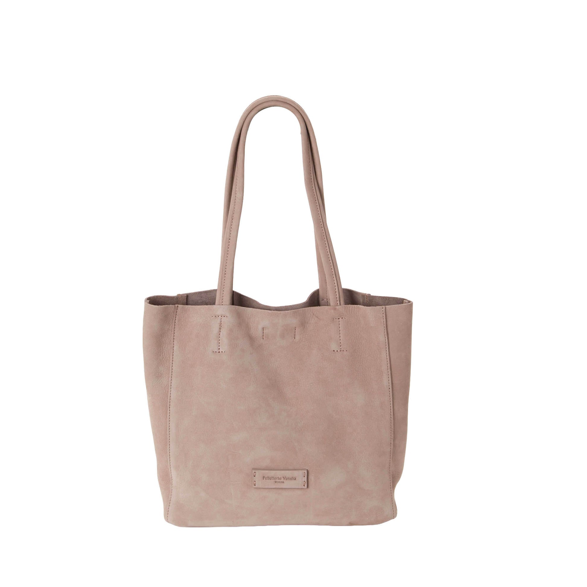 Shopper media in pelle Nabuk Pelletteria Veneta Campo in vera pelle