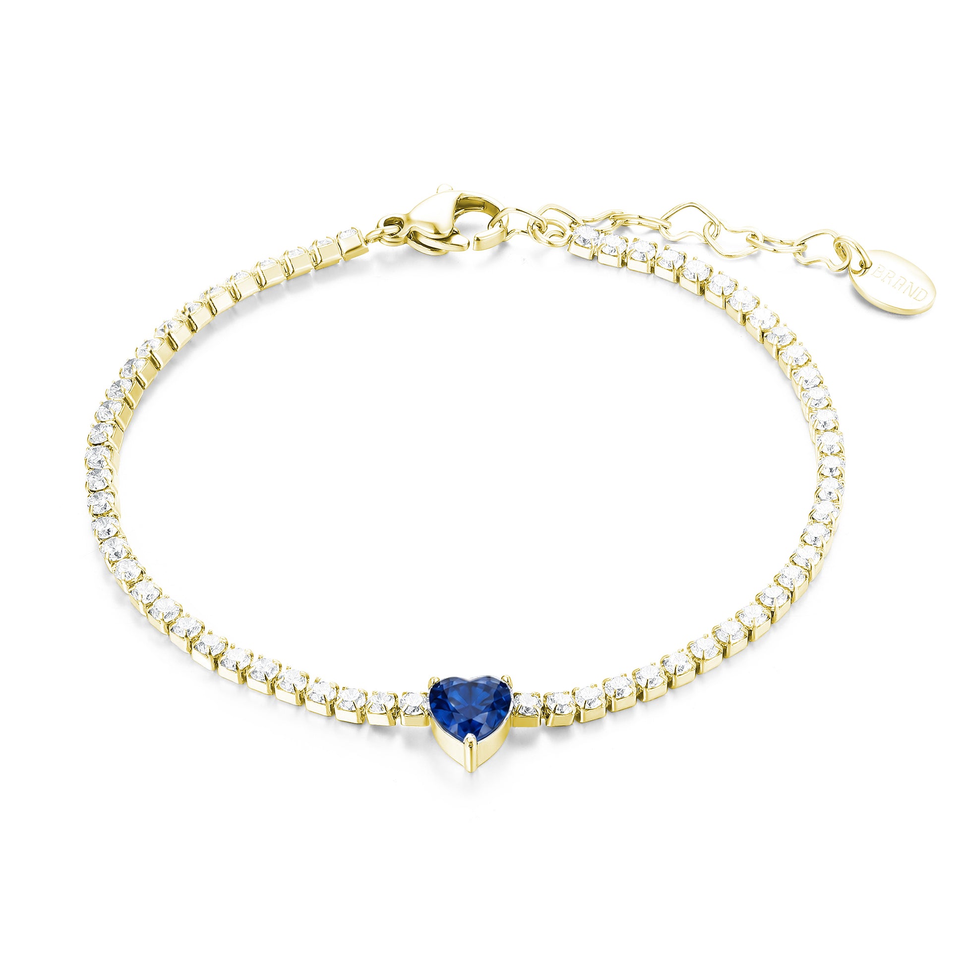 Bracciale Tennis con Cristallo a Cuore in acciaio inox - Brand Gioielli