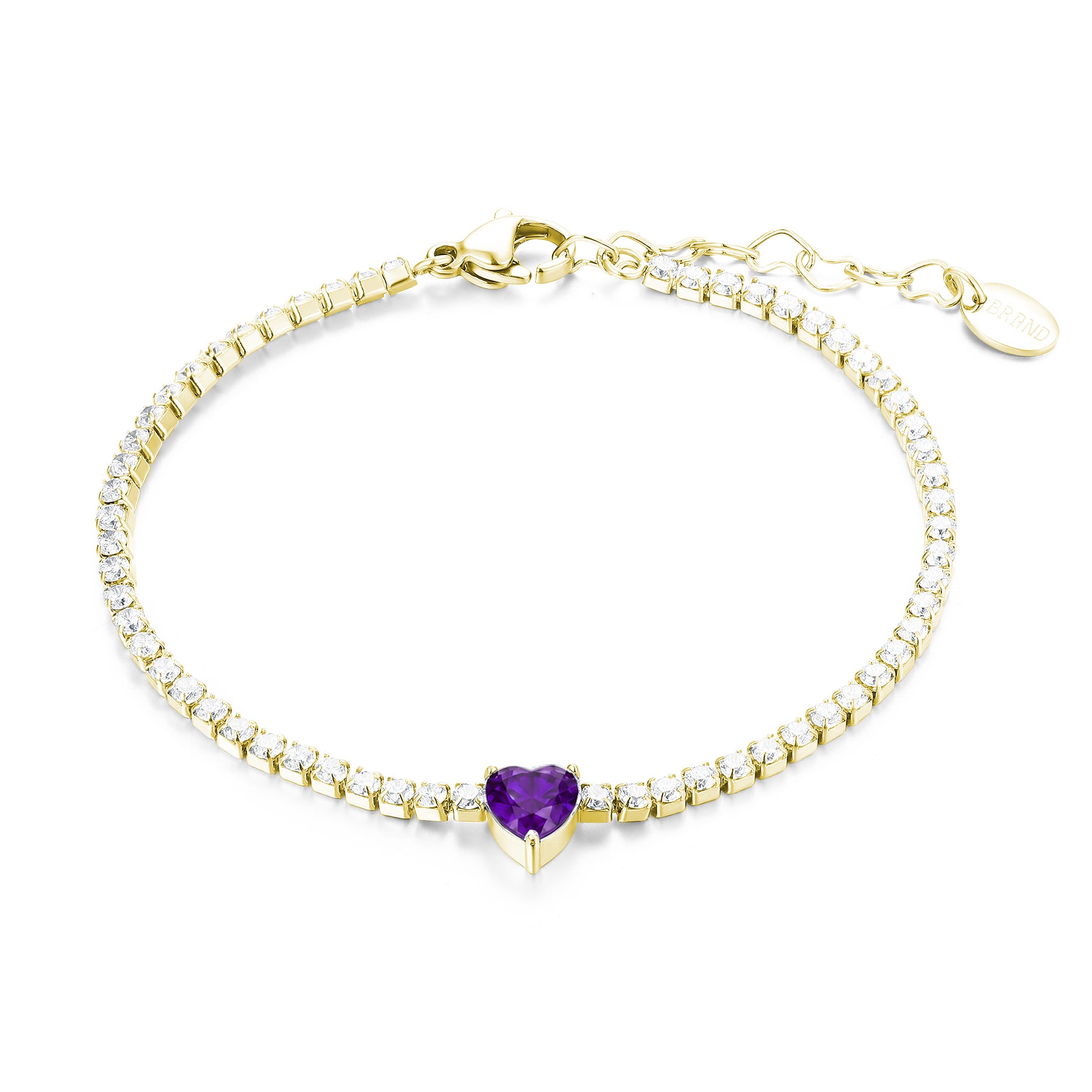 Bracciale Tennis con Cristallo a Cuore in acciaio inox Attimi - Brand Gioielli