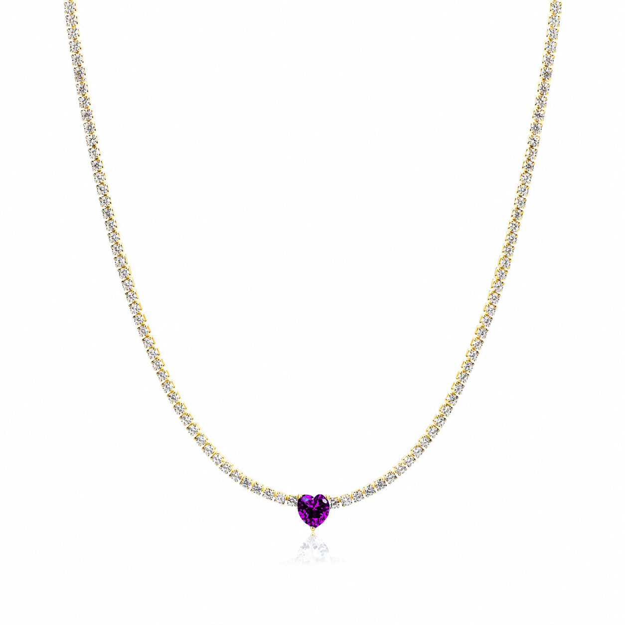Collana Tennis con Cristallo a Cuore in acciaio inox Attimi - Brand Gioielli