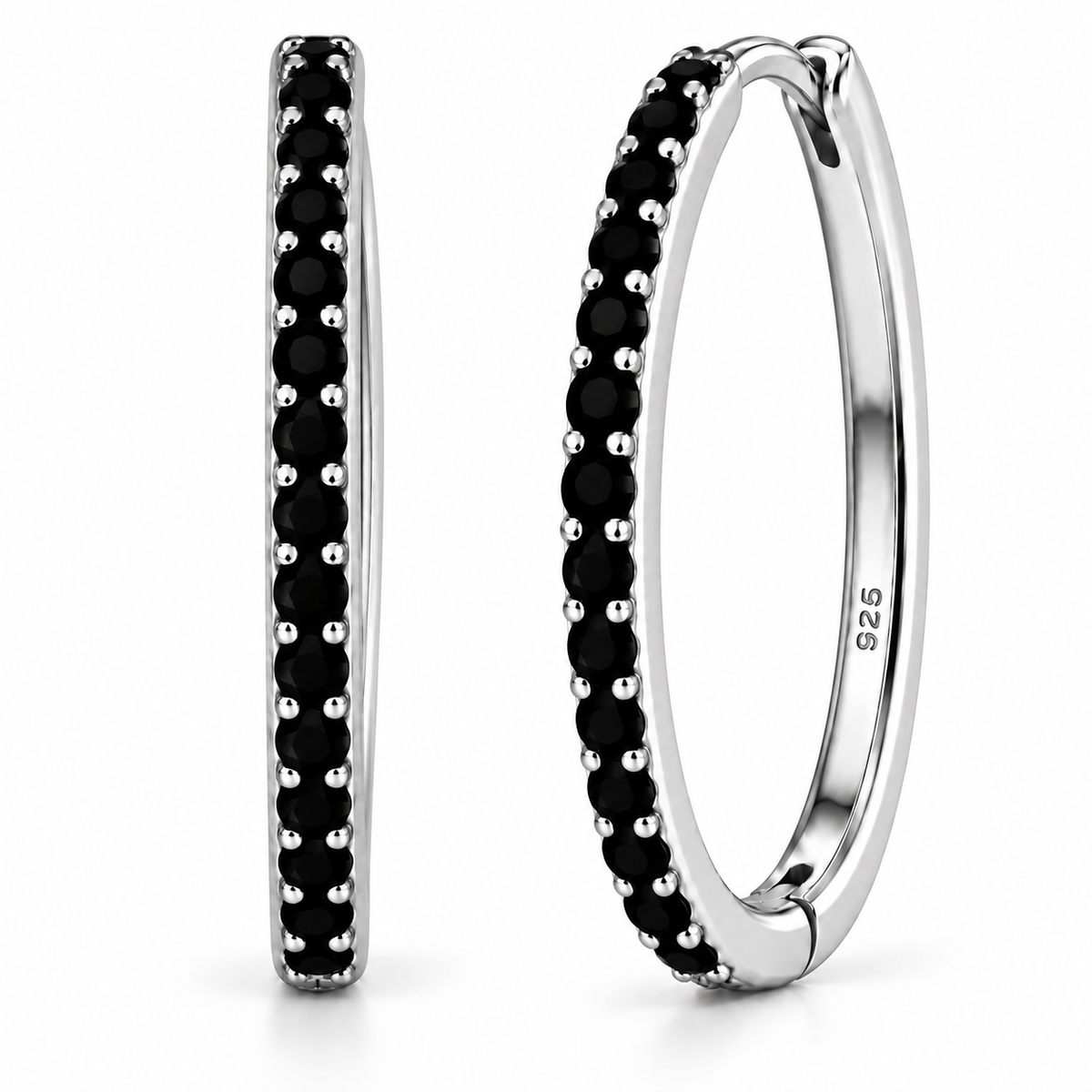 Orecchini a Cerchio Nero in argento 925 in 4 misure