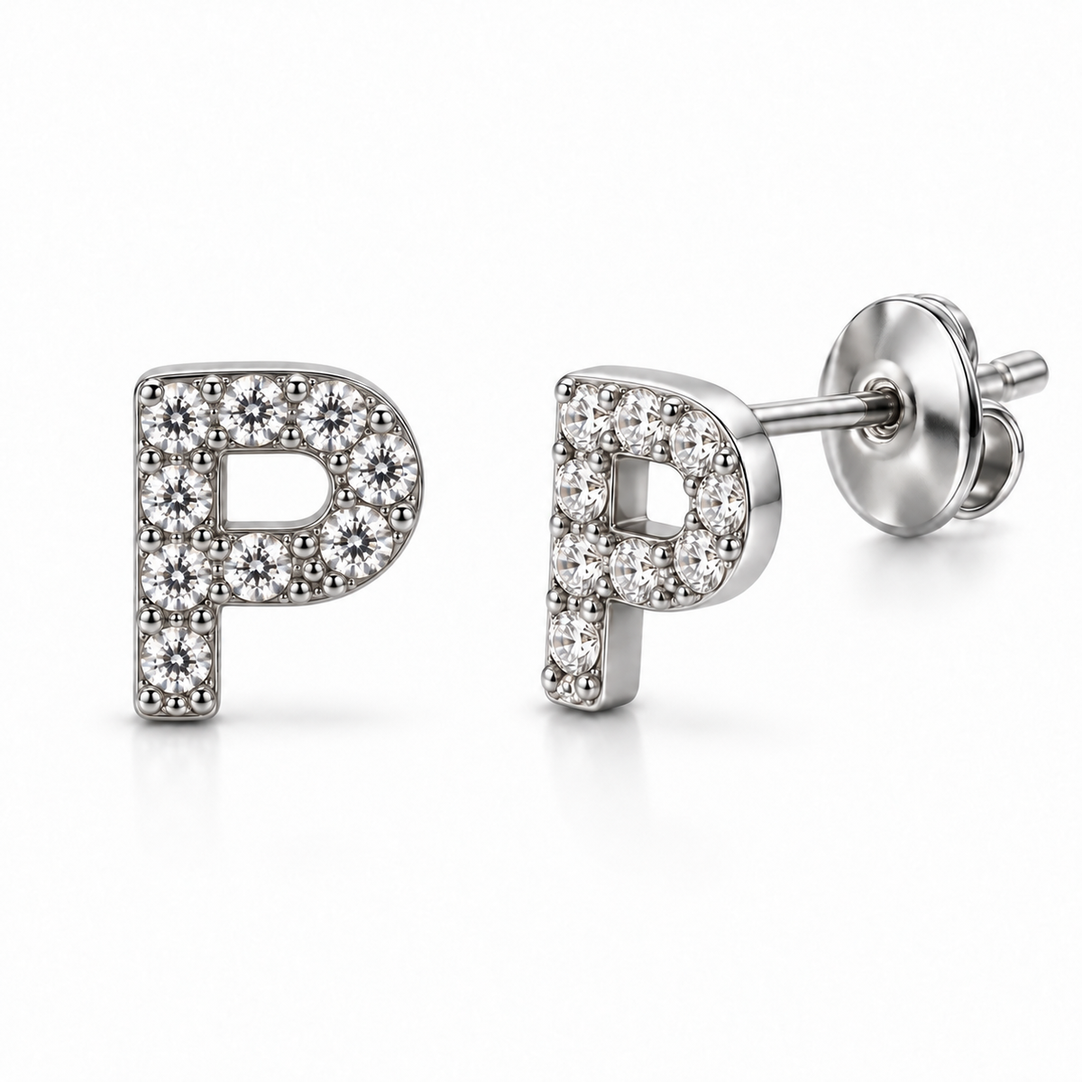 Coppia di orecchini Iniziali Lettera con strass crystal in acciaio inox