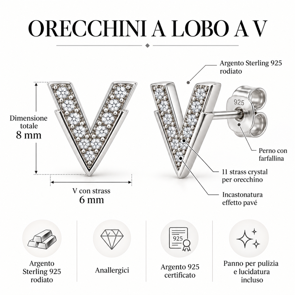 Orecchini a Lobo V in Argento 925 Rodiato