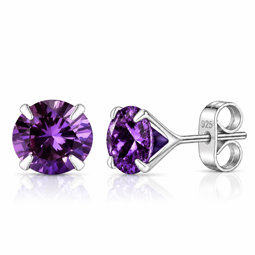 Coppia di orecchini Punto Luce Viola in Argento 925 in 6 misure