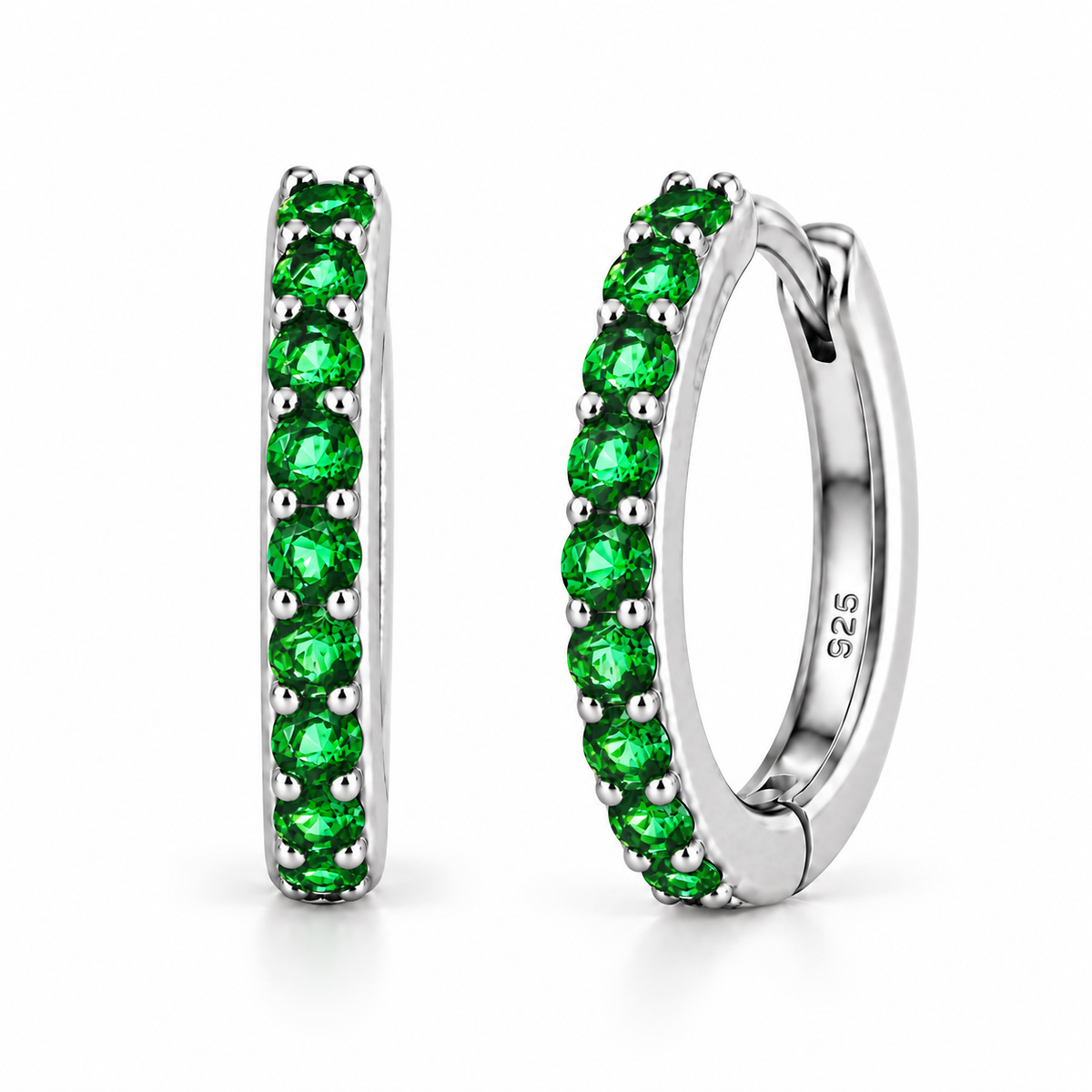 Orecchini a Cerchio Verde in argento 925 in 4 misure
