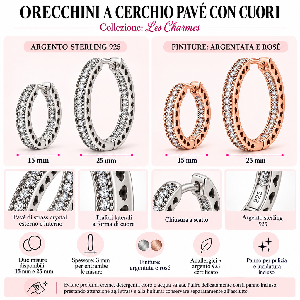Orecchini a Cerchio strass in Argento 925