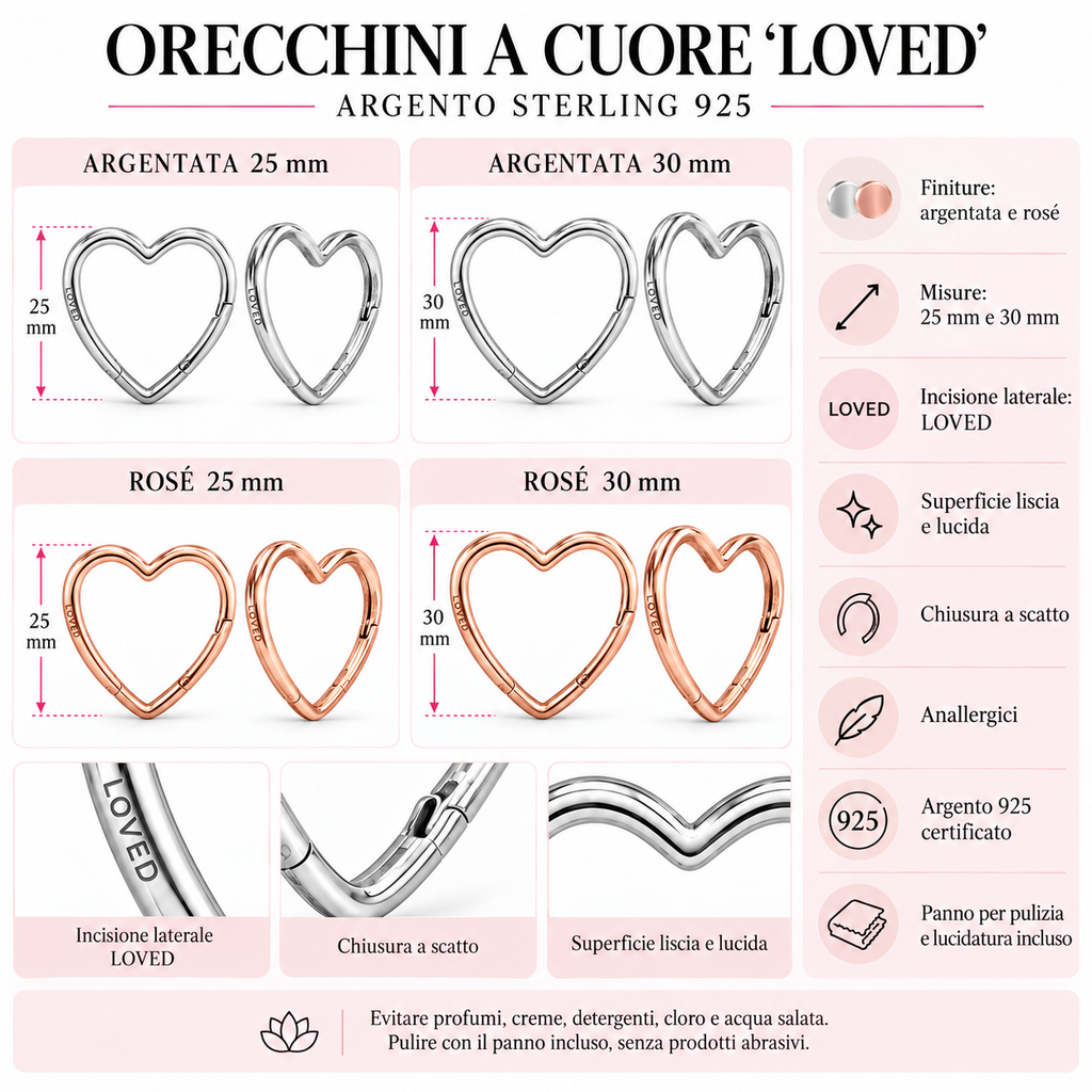 Orecchini a Cuore in Argento 925