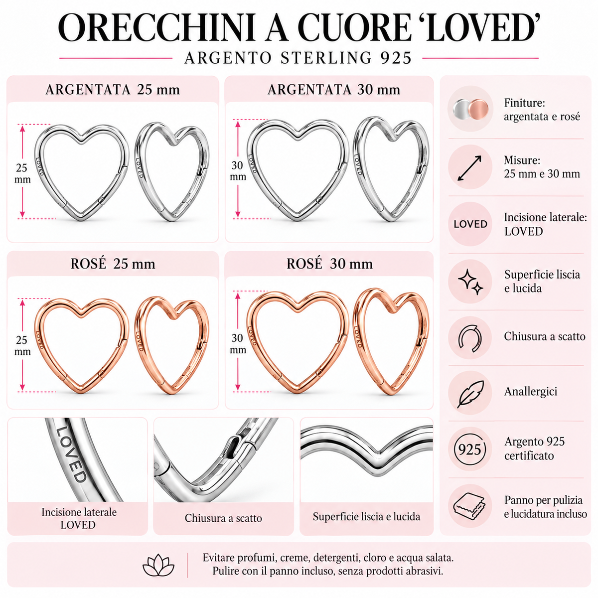 Orecchini a Cuore in Argento 925