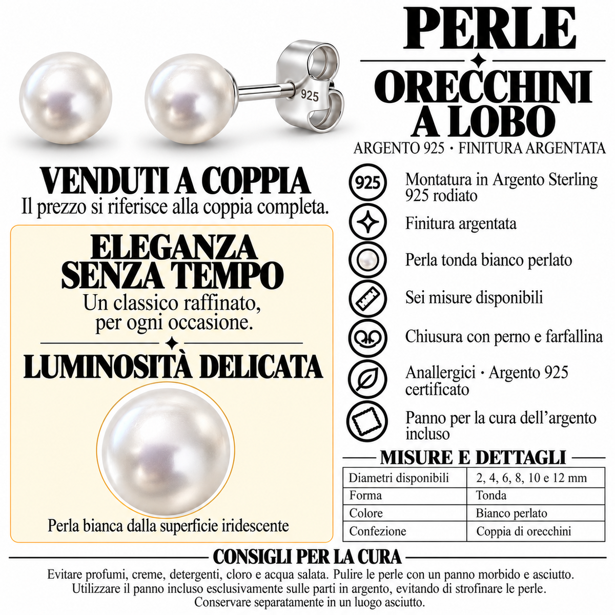 Orecchini a Lobo Perla in Argento 925