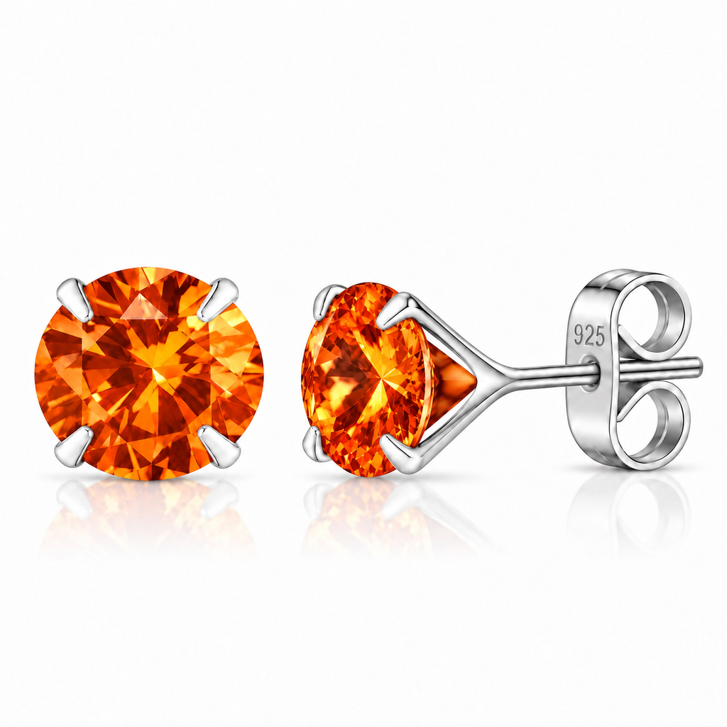Coppia di orecchini Punto Luce Arancione in Argento 925 in 6 misure