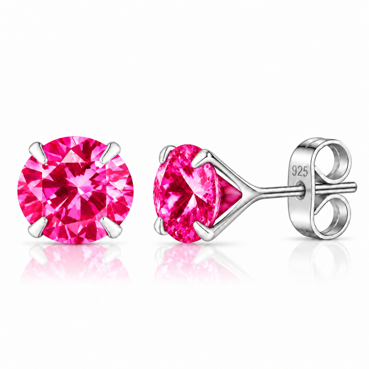 Coppia di orecchini Punto Luce Fucsia in Argento 925 in 6 misure