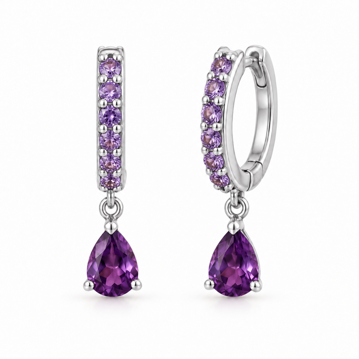 Orecchini a Cerchio con Goccia pendente in Argento 925