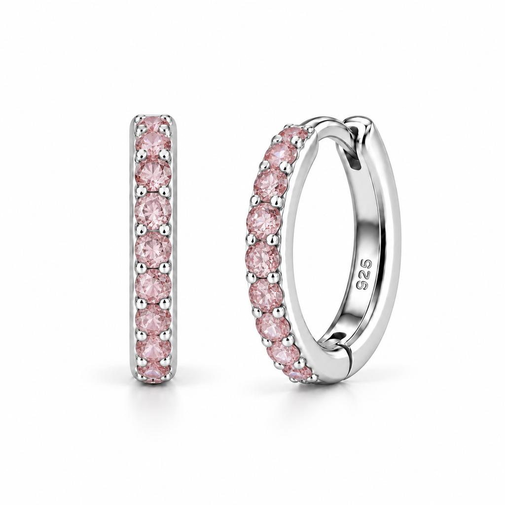 Orecchini a Cerchio Rosa in argento 925 in 4 misure