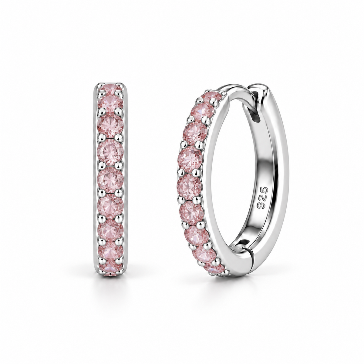 Orecchini a Cerchio Rosa in argento 925 in 4 misure