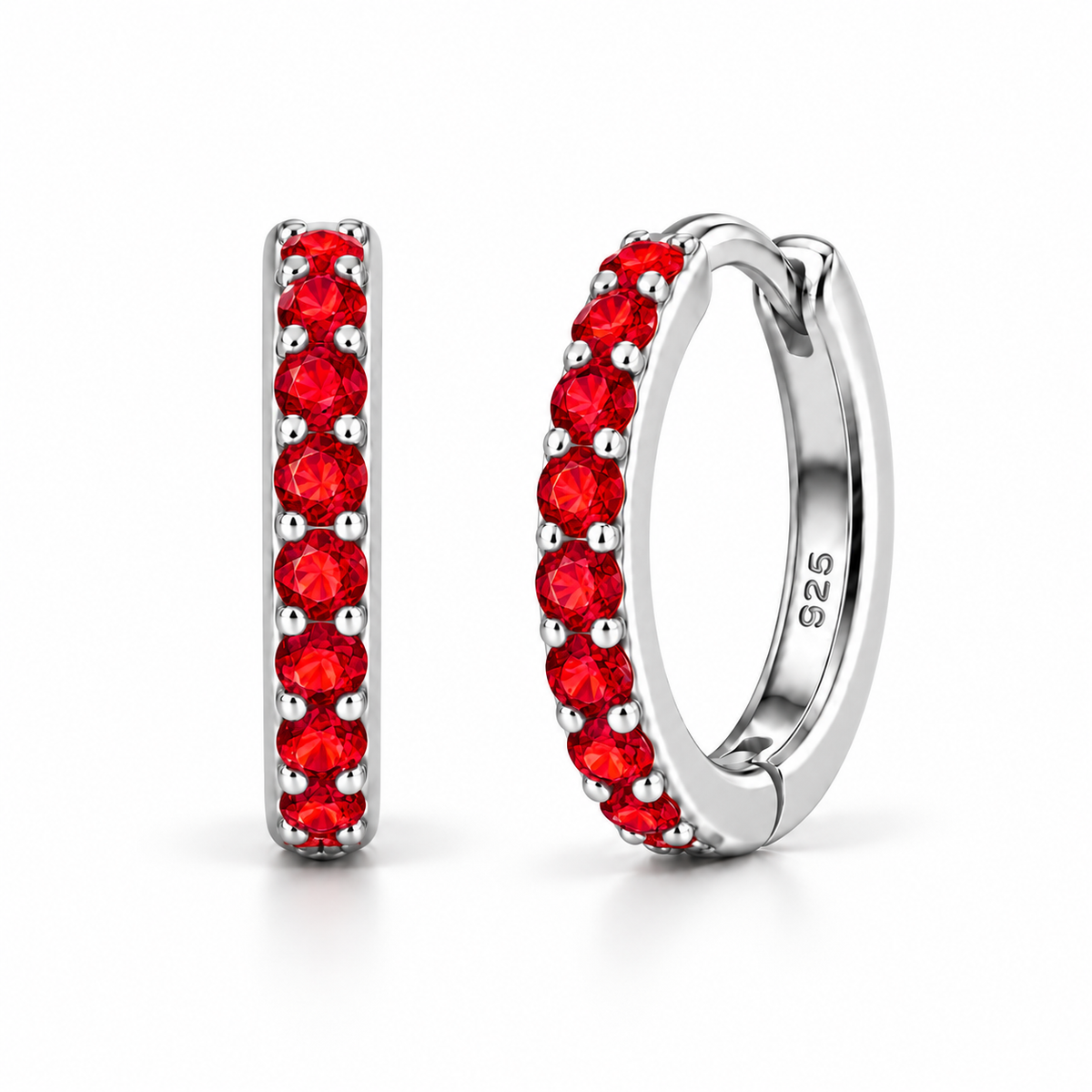 Orecchini a Cerchio Rosso in argento 925 in 4 misure