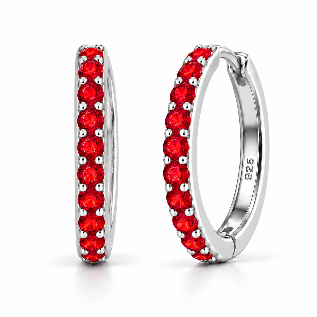 Orecchini a Cerchio Rosso in argento 925 in 4 misure