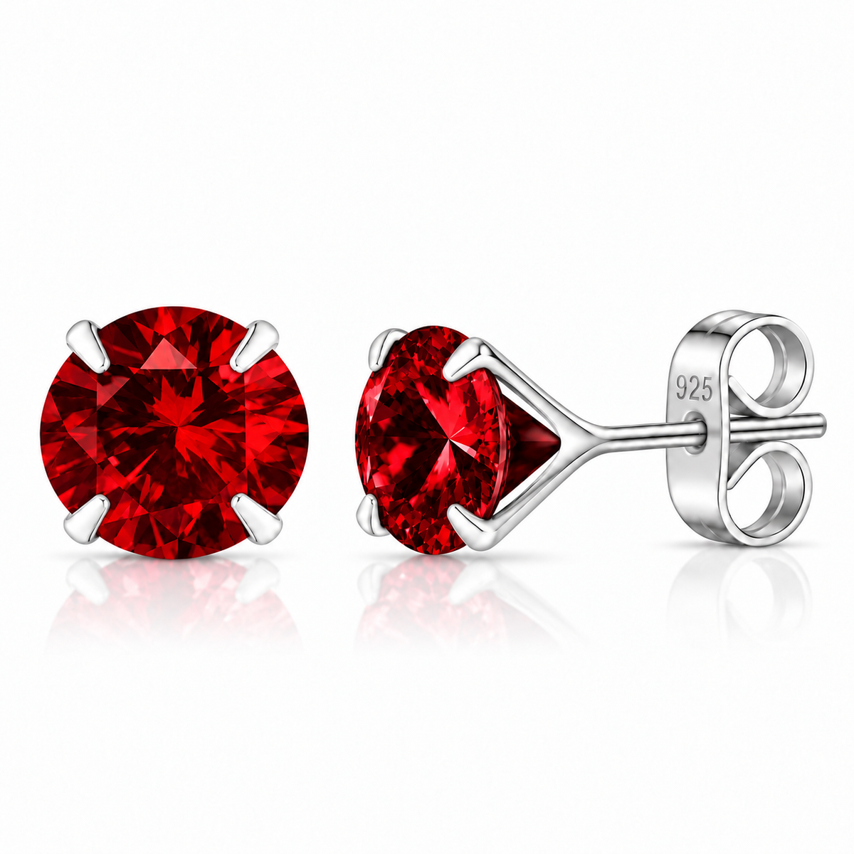 Coppia di orecchini Punto Luce Rosso in Argento 925 in 6 misure