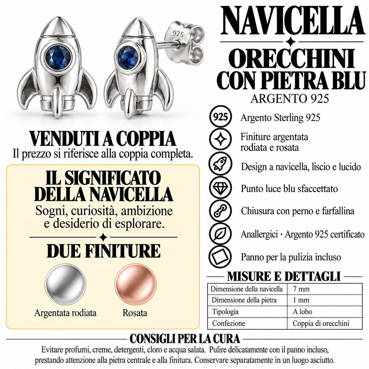 Orecchini a Lobo Navicella Spaziale in Argento 925 Rodiato