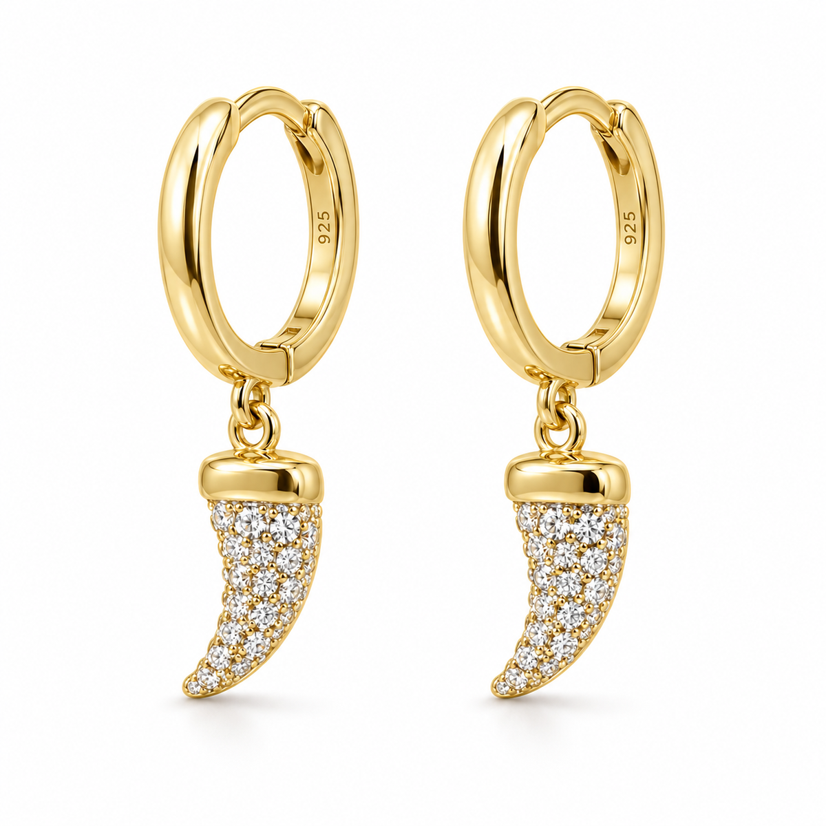Brincos de Argola com Pendente de Chifre em Prata 925