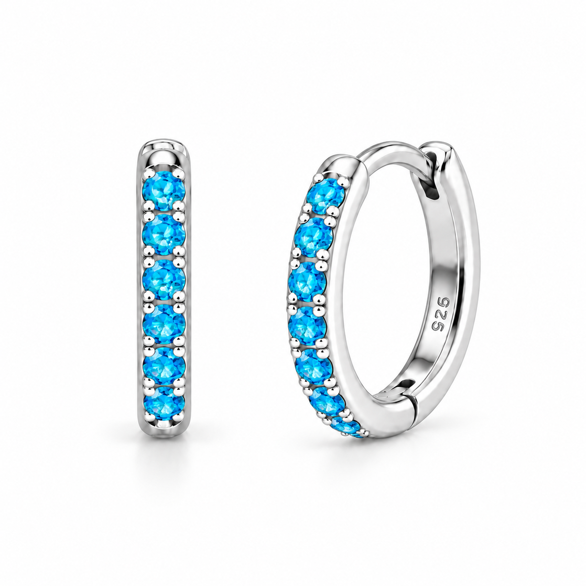 Orecchini a Cerchio Celeste in argento 925 in 4 misure