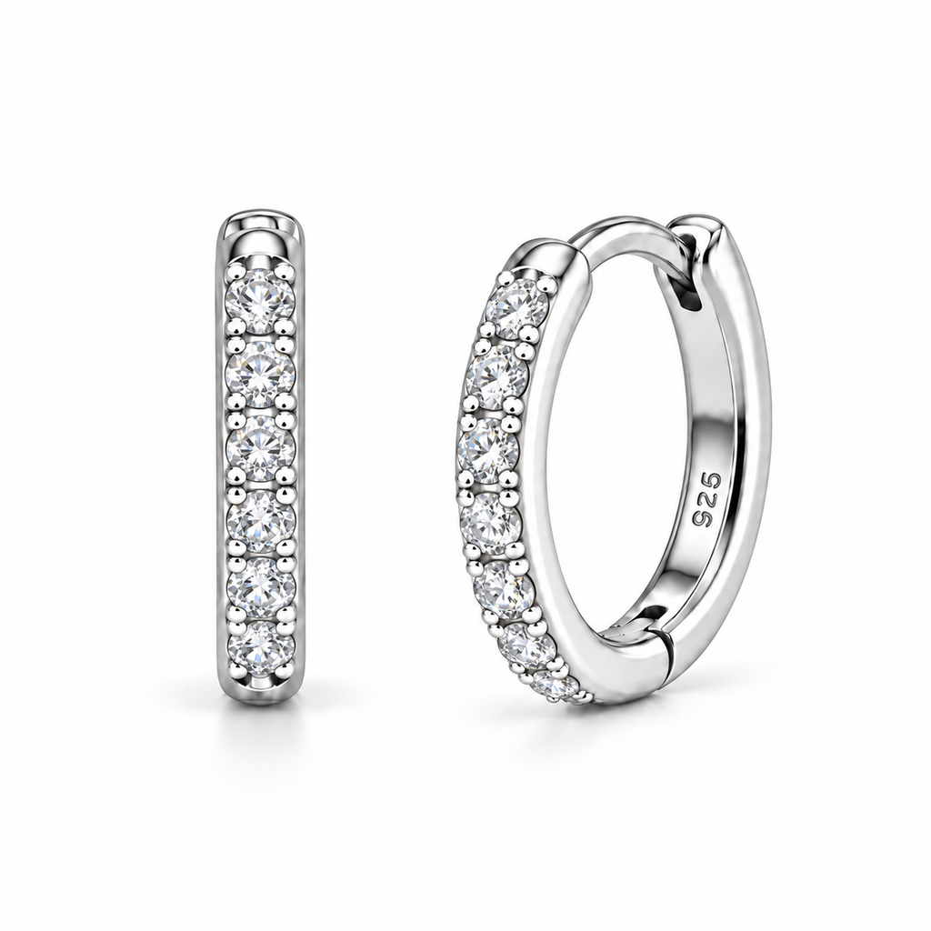 Orecchini a Cerchio Crystal in argento 925 in 4 misure