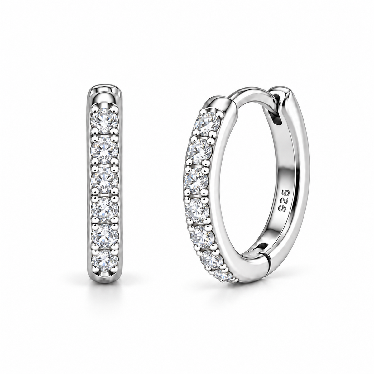Orecchini a Cerchio Crystal in argento 925 in 4 misure