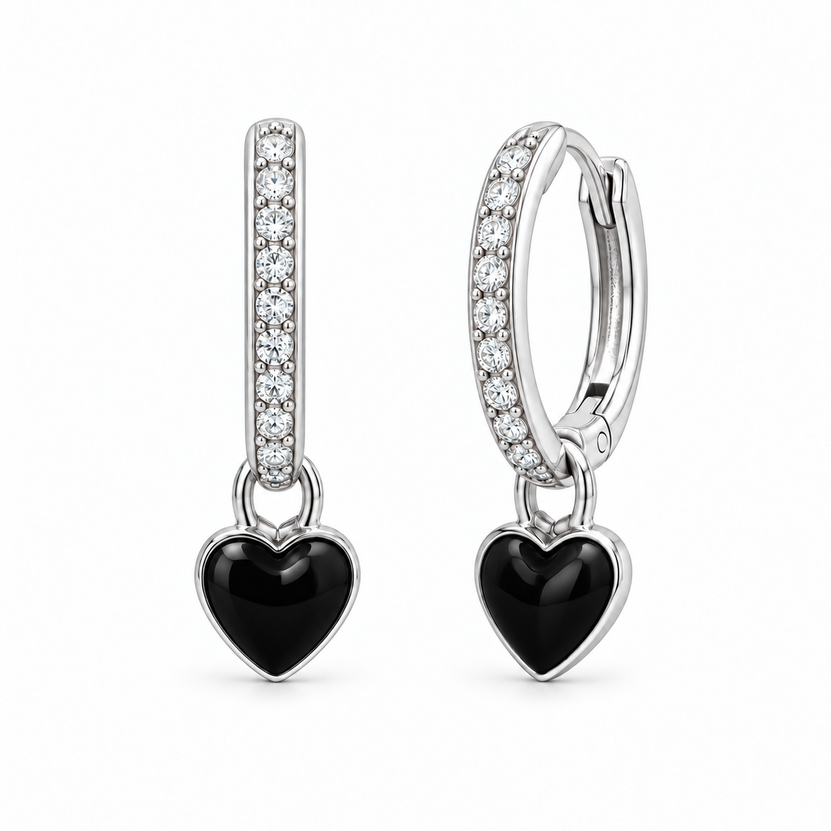 Orecchini a Cerchio con Cuore Smaltato estraibile in Argento 925