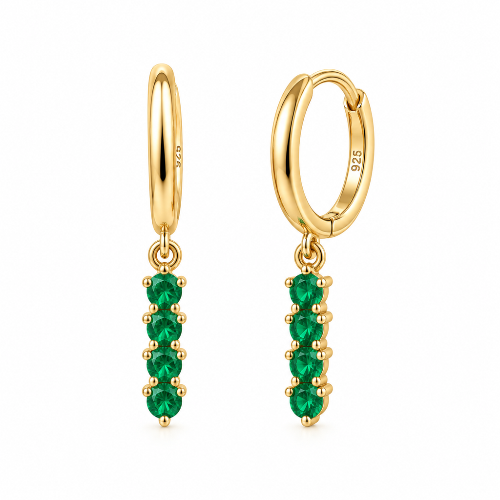 Orecchini a Cerchio con Strass pendenti colorati in Argento 925