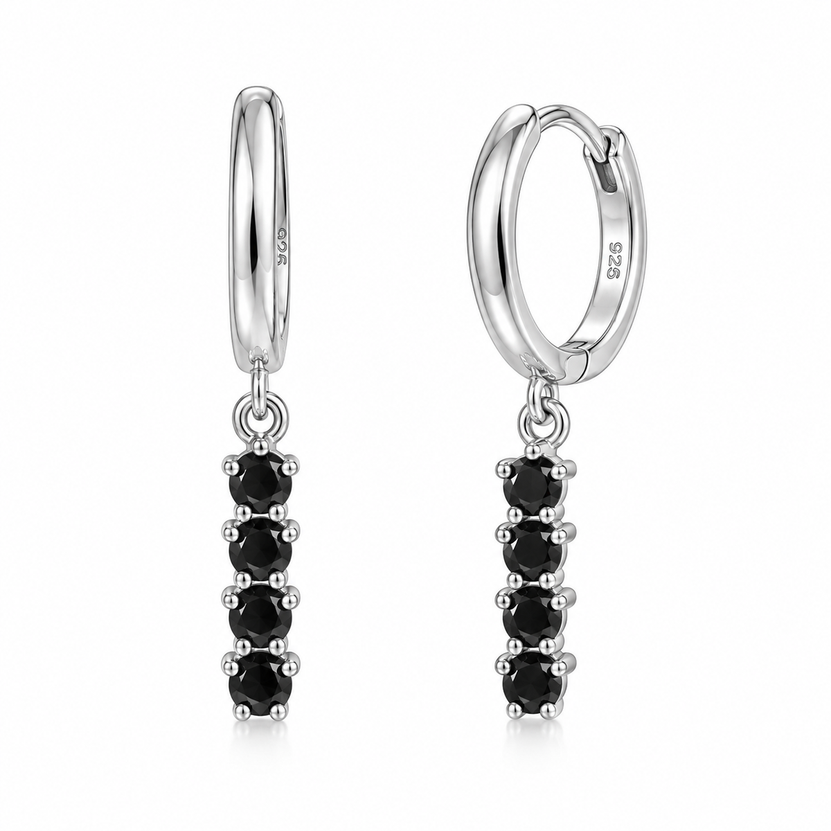 Orecchini a Cerchio con Strass pendenti colorati in Argento 925