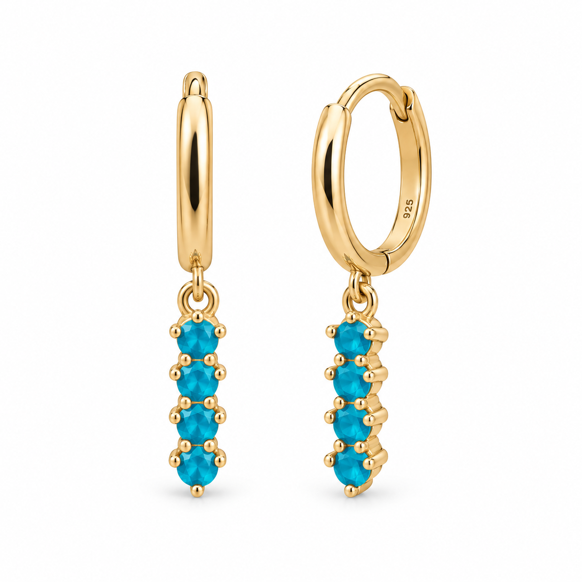 Orecchini a Cerchio con Strass pendenti colorati in Argento 925