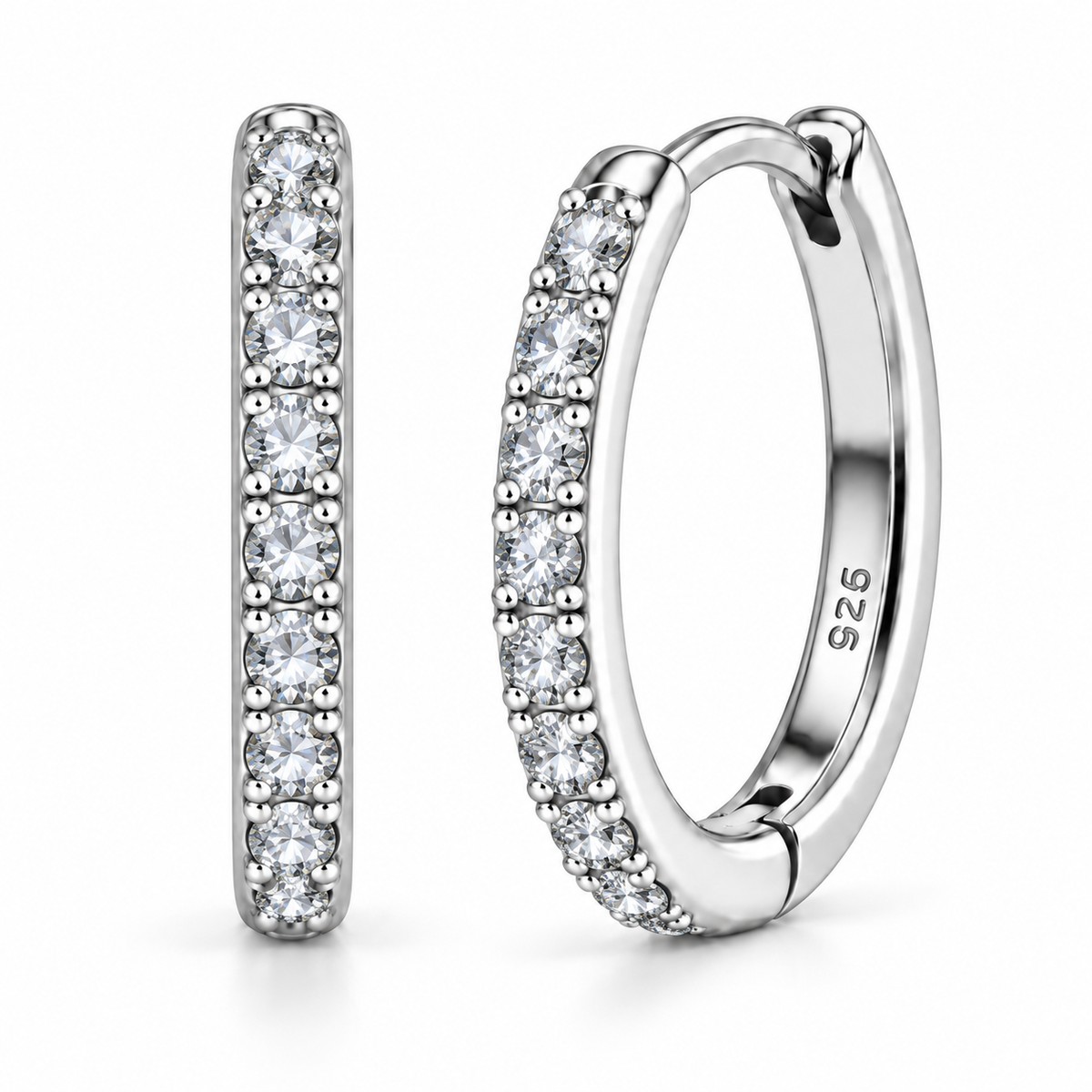 Orecchini a Cerchio Crystal in argento 925 in 4 misure