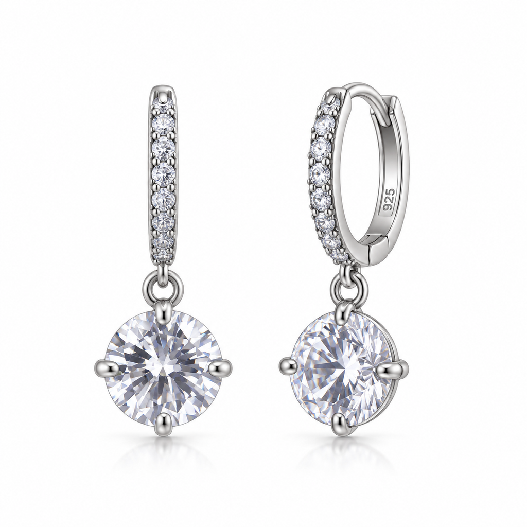 Orecchini a Cerchio con Punto luce in Argento 925