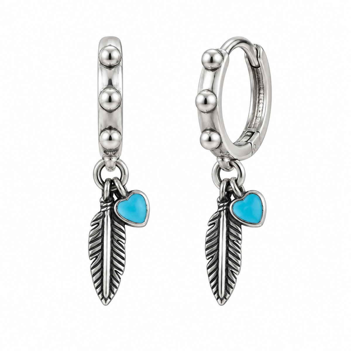 Orecchini a Cerchio con Piuma in Argento 925