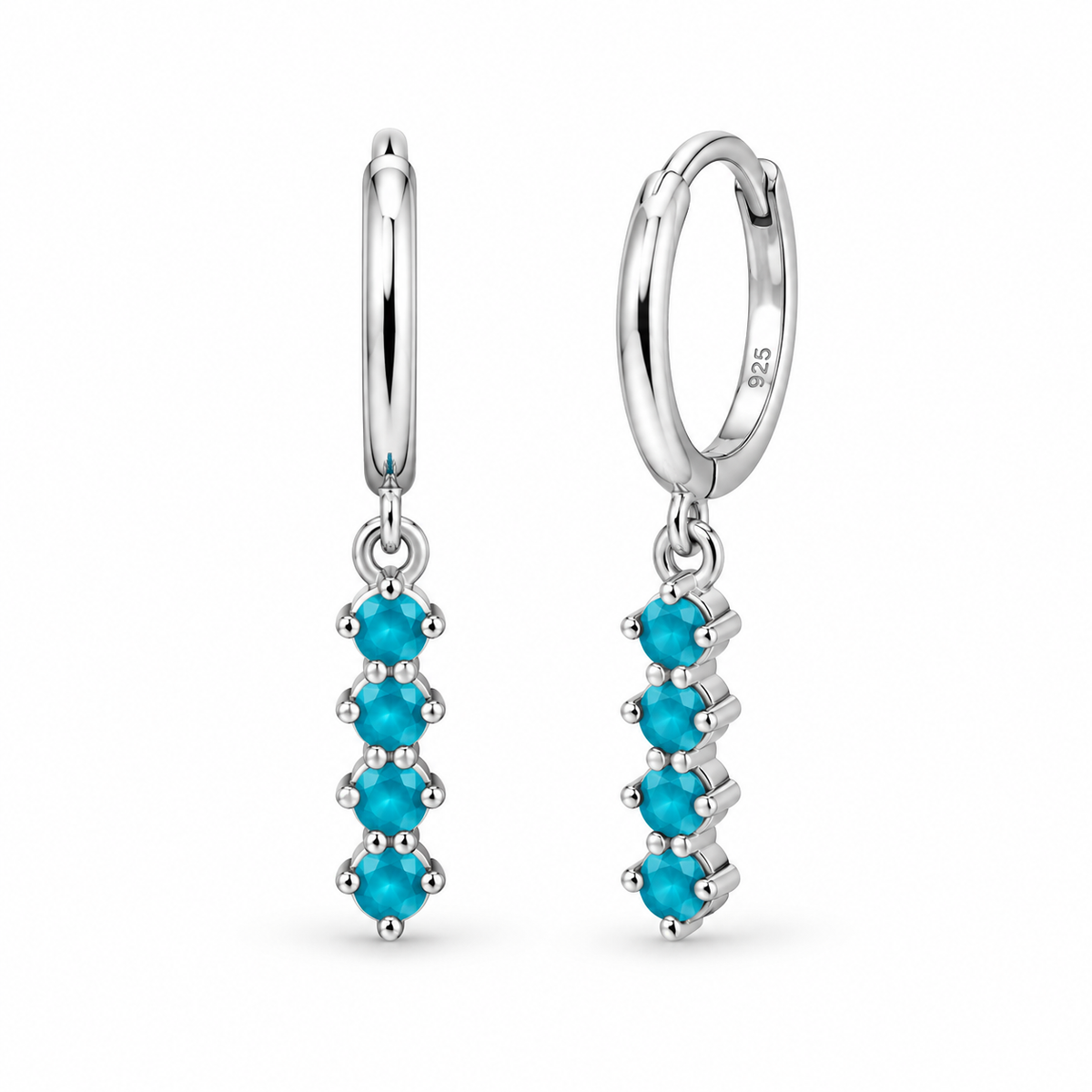Orecchini a Cerchio con Strass pendenti colorati in Argento 925