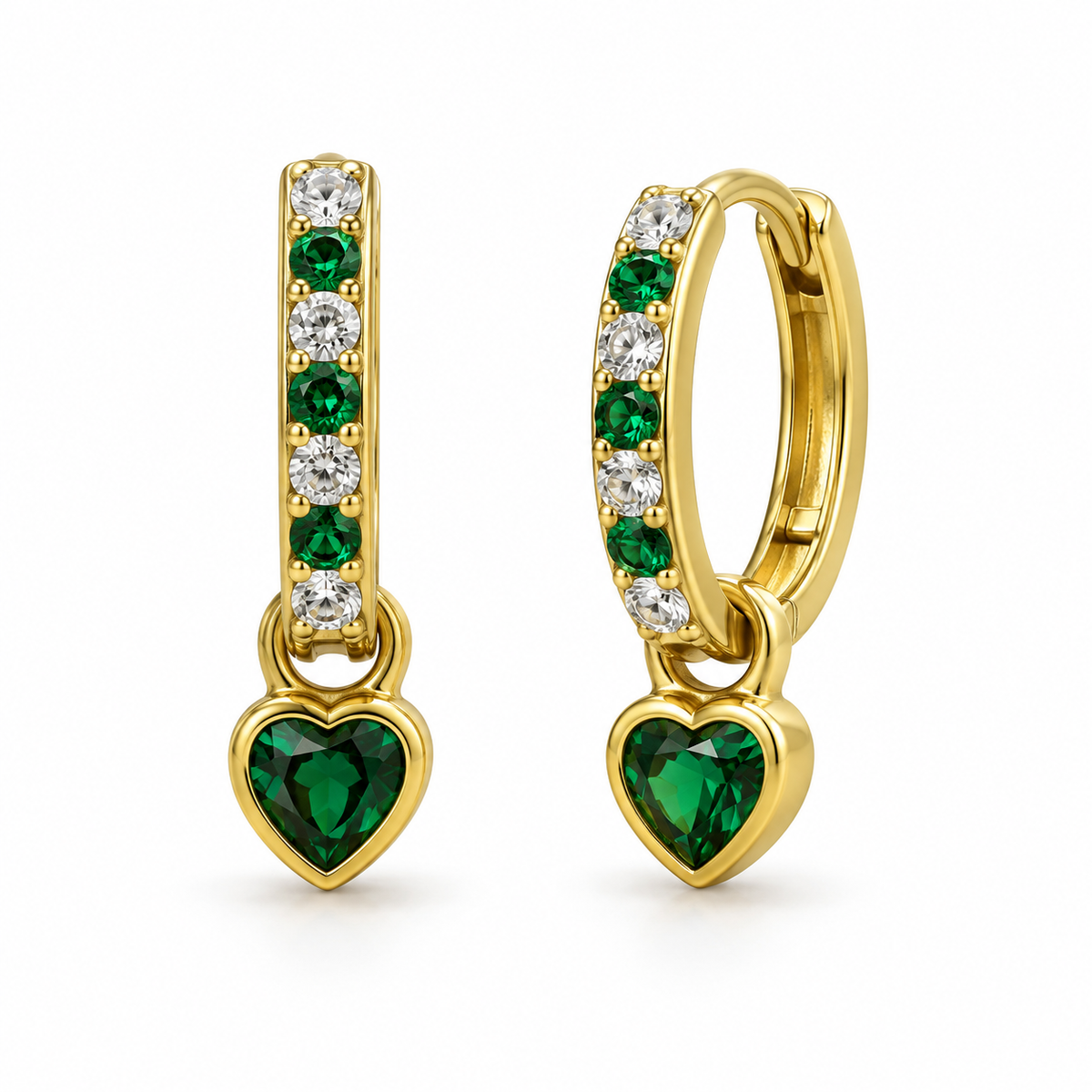 Orecchini a Cerchio con Cuore stass estraibile in Argento 925