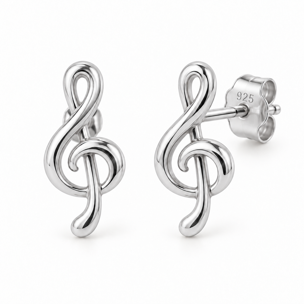 Orecchini a Lobo Chiave di Violino in Argento 925 Rodiato