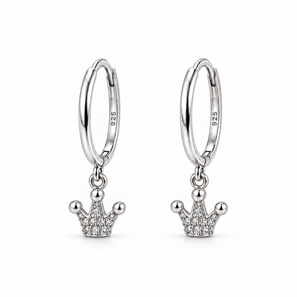 Orecchini a Cerchio con Corona in strass in Argento 925