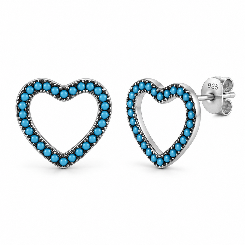 Orecchini a Lobo Cuore Aperto in Argento 925 Rodiato