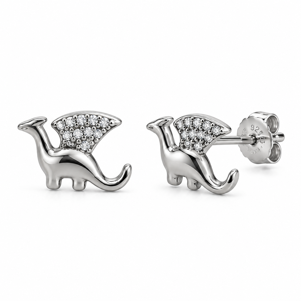 Orecchini a Lobo Draghetto alato in Argento 925 Rodiato