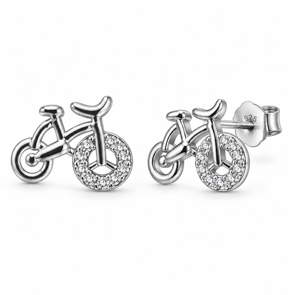 Orecchini a Lobo Bicicletta in Argento 925 Rodiato